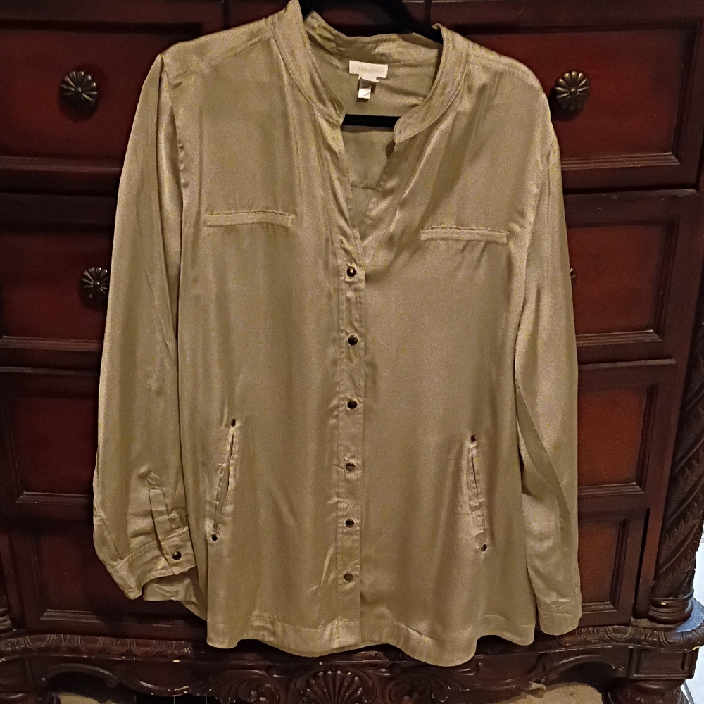 Chico's Gold Button-Down Blouse - image 1